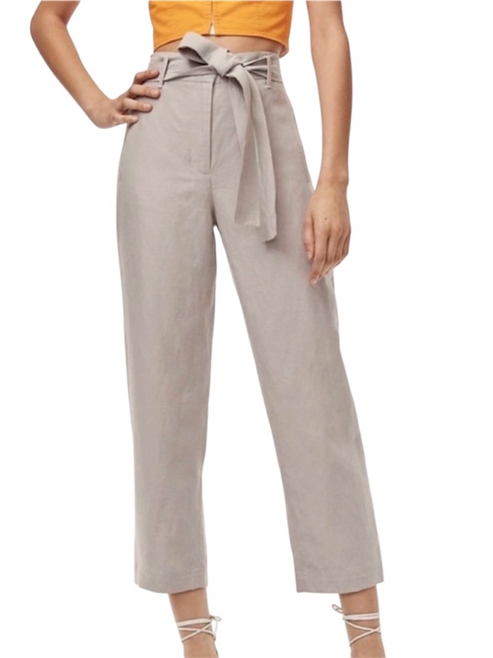 WILFRED Women’s Jallade Tie Front Linen Blend Gray Ankle Pants Size 00